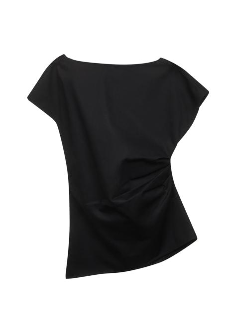 JW Anderson Black cotton twill asymmetric top with lace insert