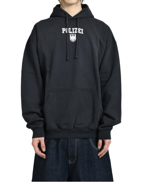 VETEMENTS POLIZEI OVERSIZED HOODIE / WASHED BLK
