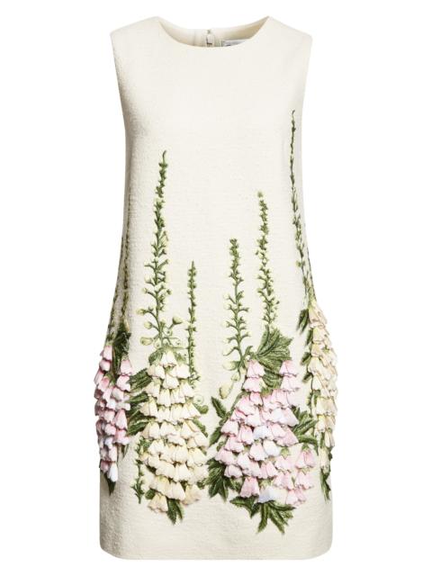Oscar de la Renta Oscar de la Renta Floral Embroidered Tweed Dress in Ivory at Nordstrom