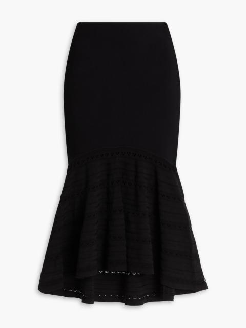 Victoria Beckham Flared pointelle-knit midi skirt