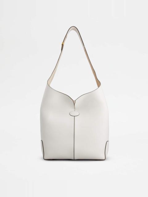 Tod's TOD'S DI BAG FOLIO SHOULDER BAG IN LEATHER LARGE - WHITE