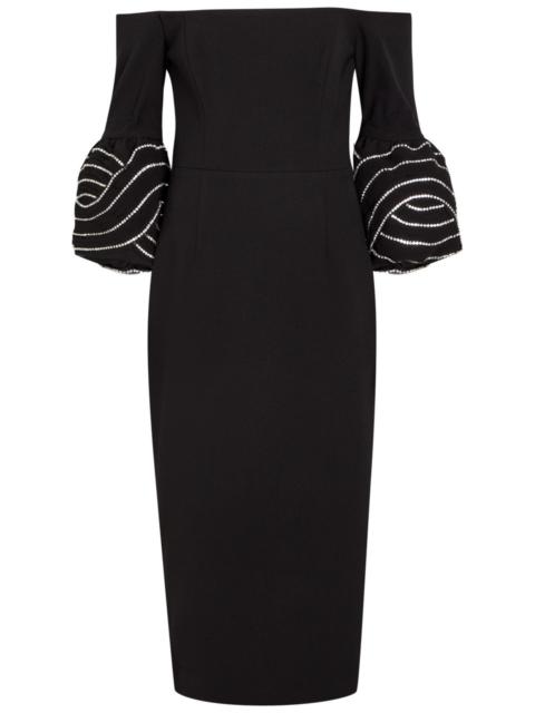 REBECCA VALLANCE Rebecca Vallance Bellatrix Crystal-embellished Crepe Midi Dress