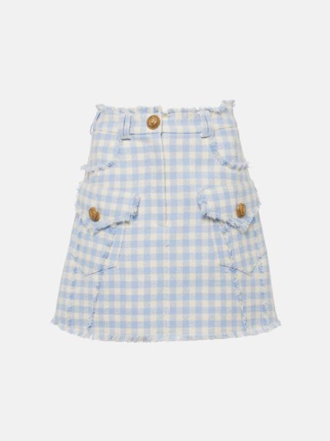 Balmain Checked cotton-blend tweed miniskirt