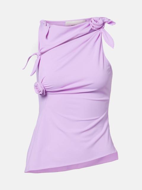 COPERNI Floral-appliqué gathered jersey top