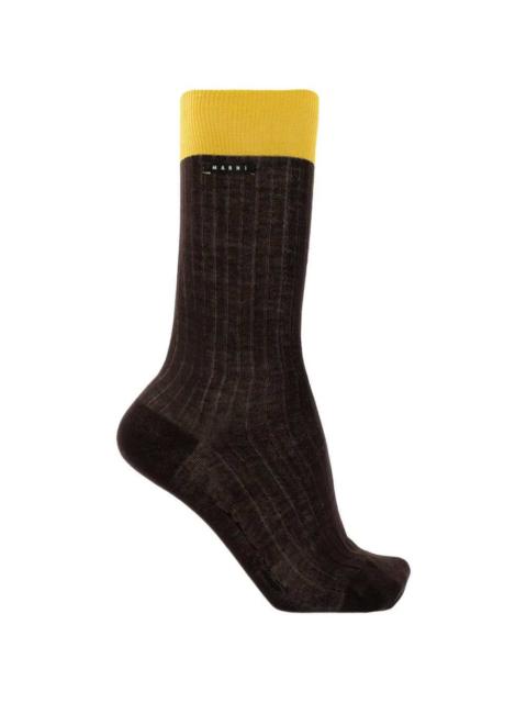 Marni Marni Men Brown Cotton Socks With Contrasting Cuffs