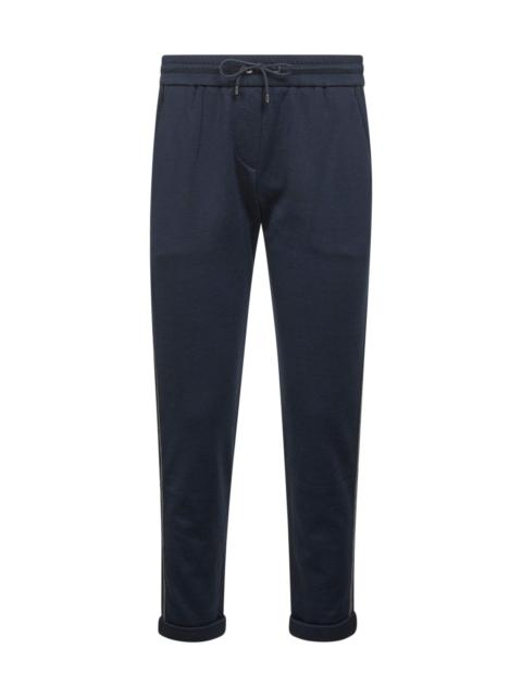 Brunello Cucinelli Blue interlock Precious Stripe trousers