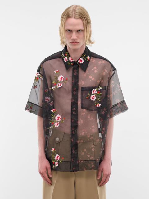 Simone Rocha Black Sheer Floral Boxy Shirt