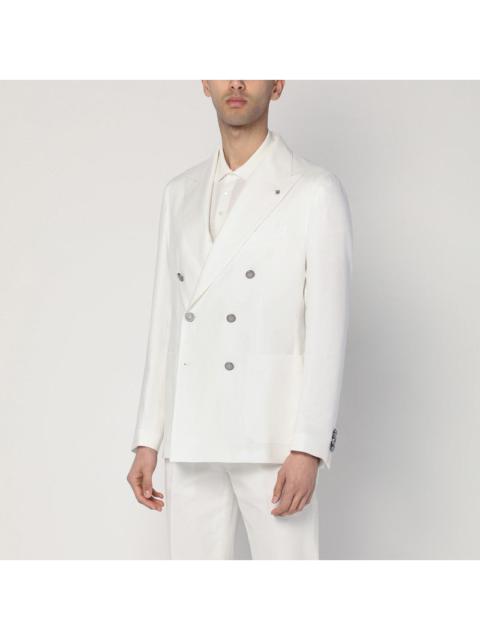 TAGLIATORE - Tagliatore Double-Breasted Cream-Colored Jacket In Linen Men
