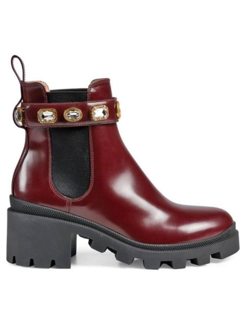GUCCI Crystal-embellished Ankle Leather Boots