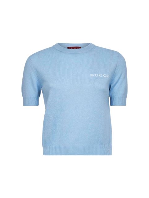 GUCCI Gucci Women Light Blue Wool Intarsia Top