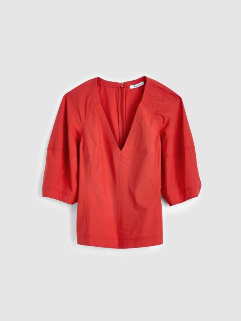 Madewell Sculptural V-Neck Top in Poplin