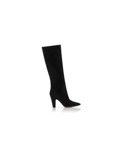 Manolo Blahnik Black Suede Knee High Boots