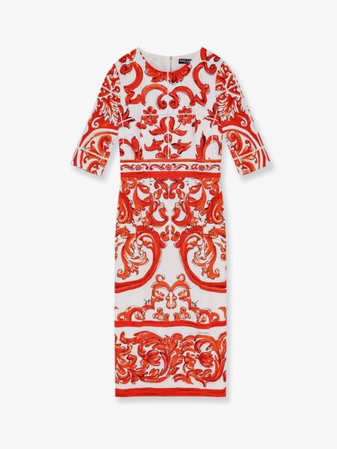 Dolce & Gabbana Dolce & Gabbana Women Silk Long Dress With Maiolica Print
