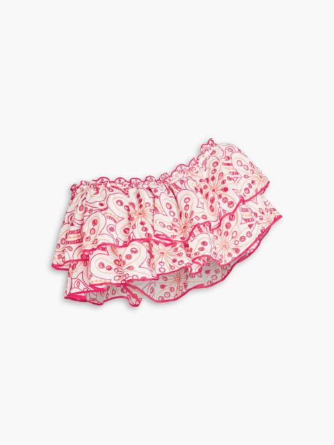 Charo Ruiz Flamingo cropped one-shoulder ruffled broderie anglaise cotton-blend top