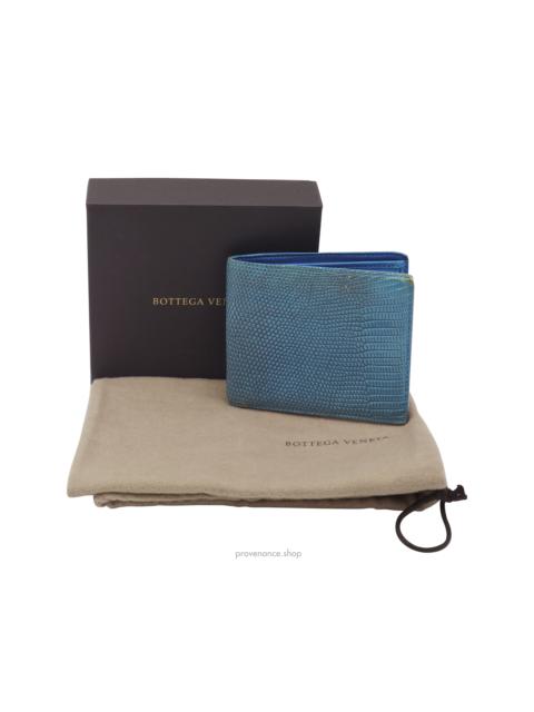 Bottega Veneta Bifold Wallet - Blue Lizard Leather