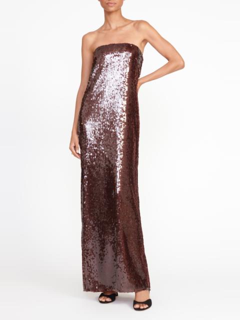 STAUD STAUD Casey Sequin Strapless Dress in Bronze at Nordstrom