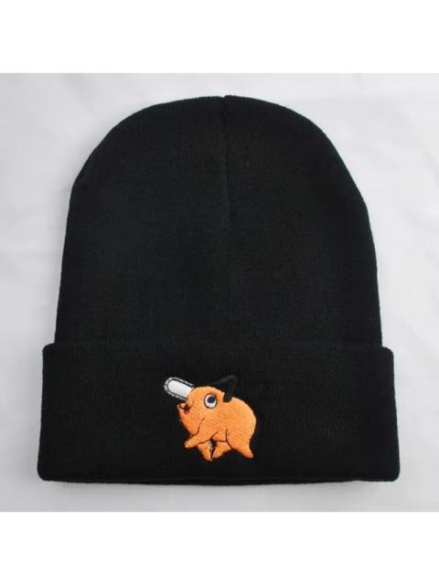 Other Designers Y2K Anime Chainsaw Pochita Orange Dog Beanies Winter Warm Hat Cute Embroidery Cap Adult Kid