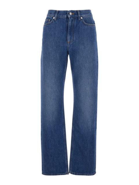 Givenchy Givenchy Women Blue Pants With Belt Loops And Logo Patch On The Rear In Denim Woman