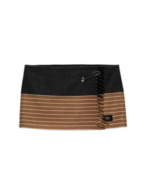 two-tone cashmere miniskirt