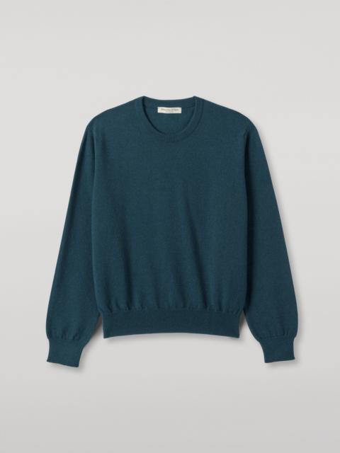 Johnstons of Elgin Lunan Bottle Green Classic Crew Jumper