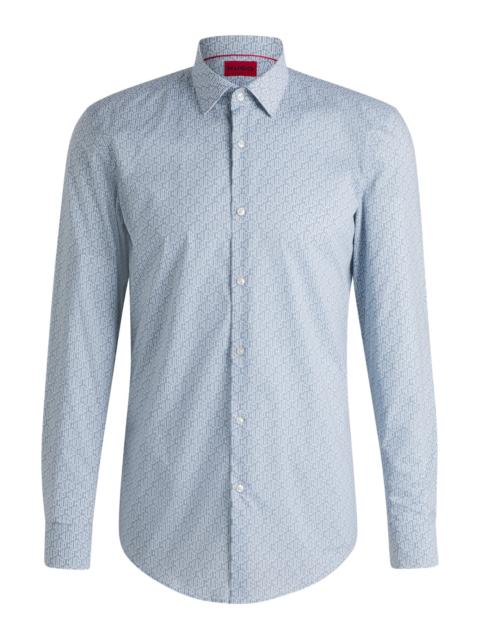 HUGO SLIM-FIT SHIRT IN PRINTED COTTON POPLIN