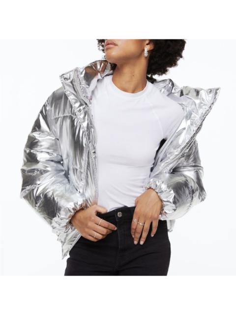 H&M Silver Metallic Hooded Puffer Jacket