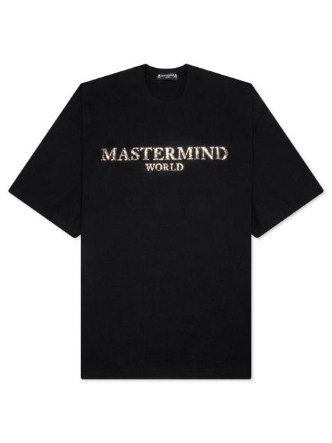 MASTERMIND WORLD OVERSIZED MIRROR LOGO S/S TEE - BLACK