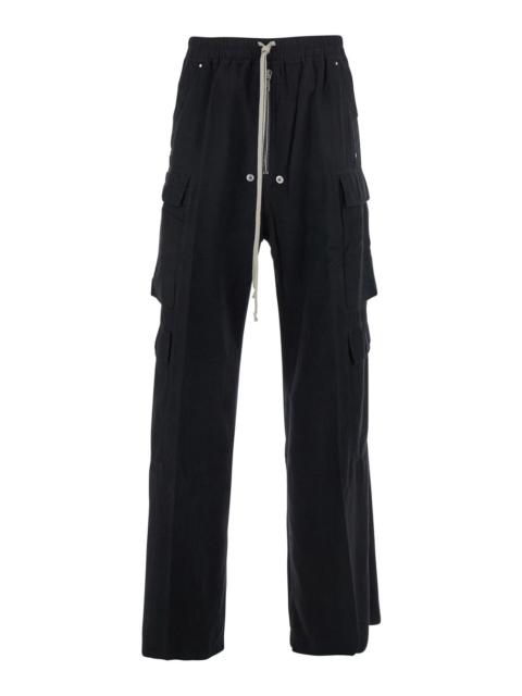 Rick Owens DRKSHDW Drkshdw Men 'Cargo Belas' Black Cargo Pants With Drawstring Waist And Cargo Pockets In Cotton Man