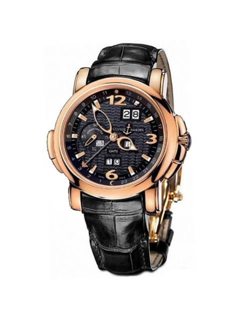 Ulysse Nardin Ulysse Nardin GMT Perpetual Black Dial 18kt Rose Gold Black Leather Men's Watch 326-60-62