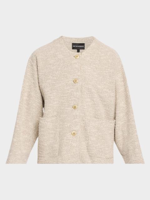 EMPORIO ARMANI Button-Down Boucle Jacquard Jersey Jacket