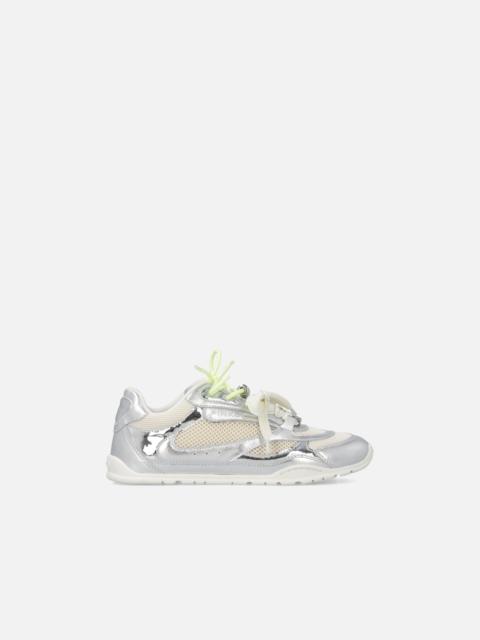 PINKO LAMINATED SNEAKERS WITH DOUBLE LACES AND JEWEL DETAILS