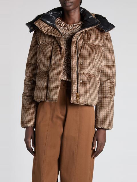 Moncler Moncler Quierzy Houndstooth Print Down Jacket in Brown Check at Nordstrom