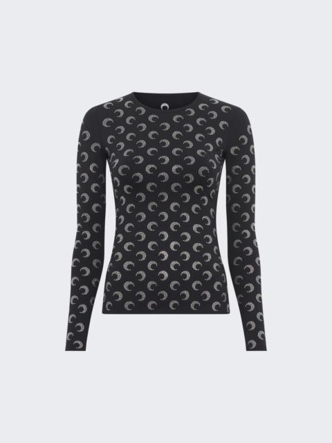 Marine Serre Recycled Moon Strass Jersey Top Black