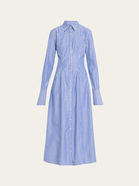 BRANDON MAXWELL Sammy Striped Collared Midi Shirtdress