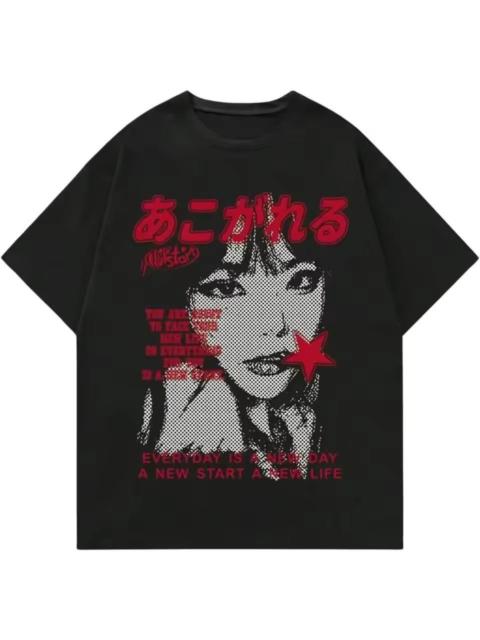 Other Designers Other - Y2K Streetwear Goth Red Star Black T-Shirt Punk Graphic Tees