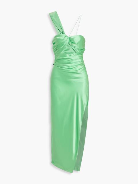 THE SEI One-shoulder cutout silk-satin midi dress