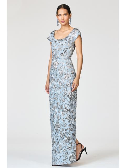 SACHIN & BABI METALLIC CLOQUE GRACE GOWN - PEWTER GARDENS