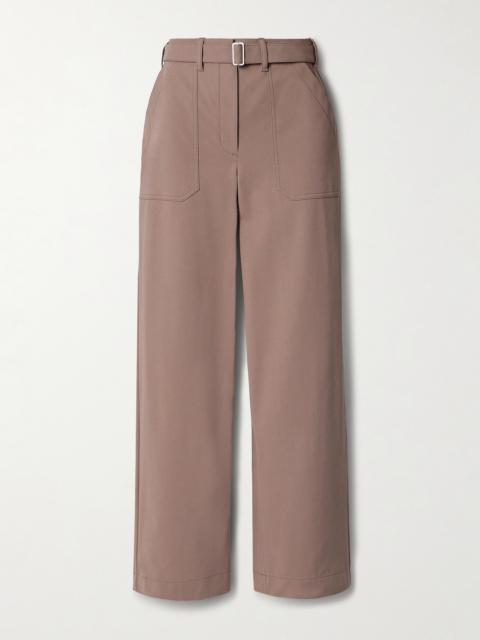 Theory Belted Cotton-blend Twill Straight-leg Pants