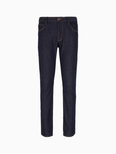 GIORGIO ARMANI Five-pocket, slim-fit, stretch cotton-denim trousers