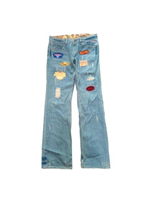Distressed Denim - Von Dutch Japan Patchwork Y2K Denim Jeans
