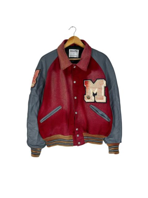 Other Designers Vintage - 🌟DELONG SUN FADED LETTERMAN VARSITY LEATHER JACKET