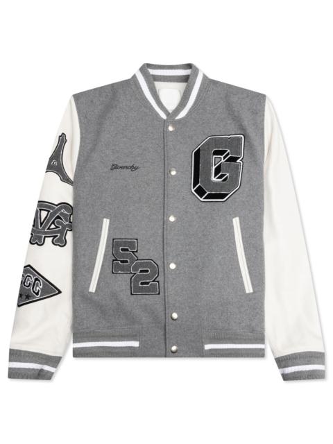 Givenchy VARSITY BOMBER JACKET W/ PATCHES - GREY/WHITE