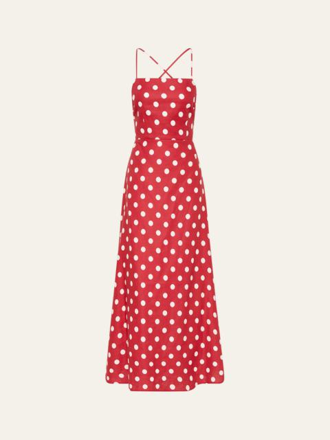 POSSE Lori Polka-Dot Linen Maxi Dress