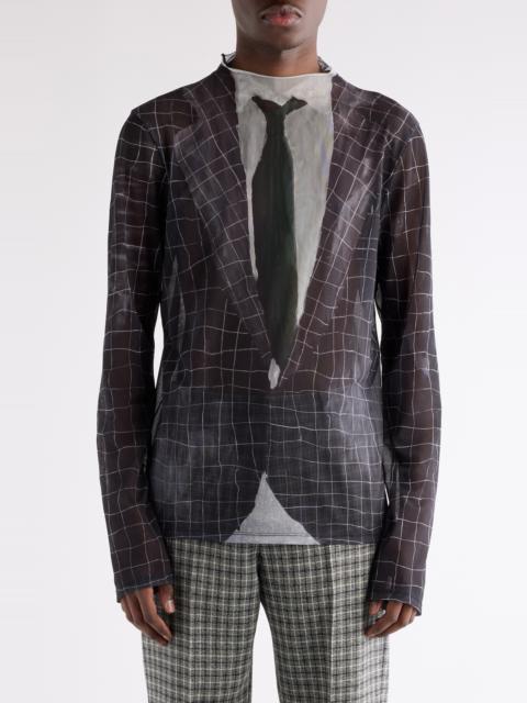 Acne Studios Acne Studios Elway Suit Trompe l'Oeil Print Long Sleeve Mesh T-Shirt in Black Multicolor at Nordstro