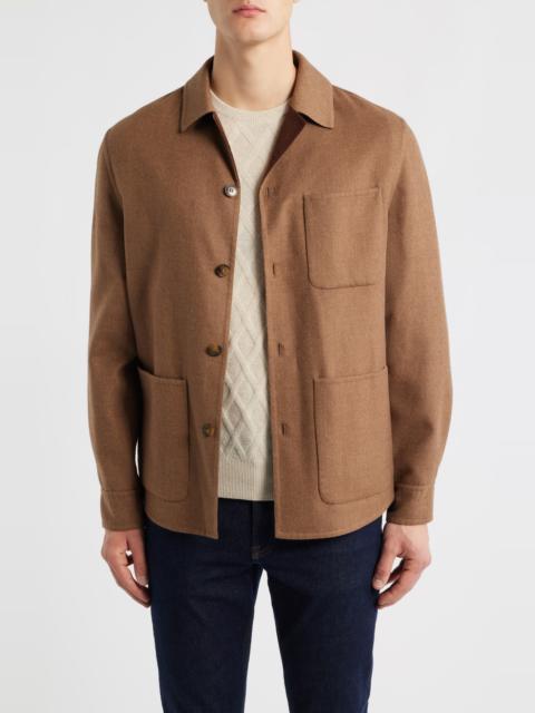 Canali Canali Wool Blend Overshirt in Brown at Nordstrom