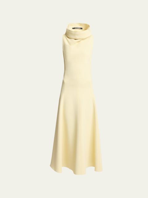 JACQUEMUS La Triangle Cowl-Neck Sleeveless Ankle Dress