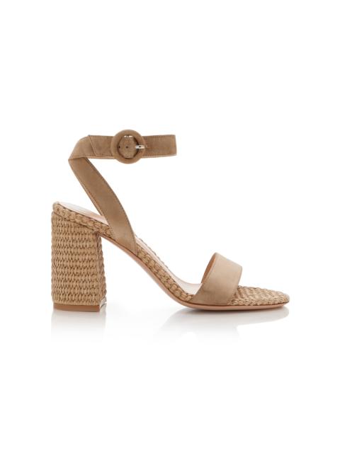 Gianvito Rossi Suede and Raffia Sandals neutral