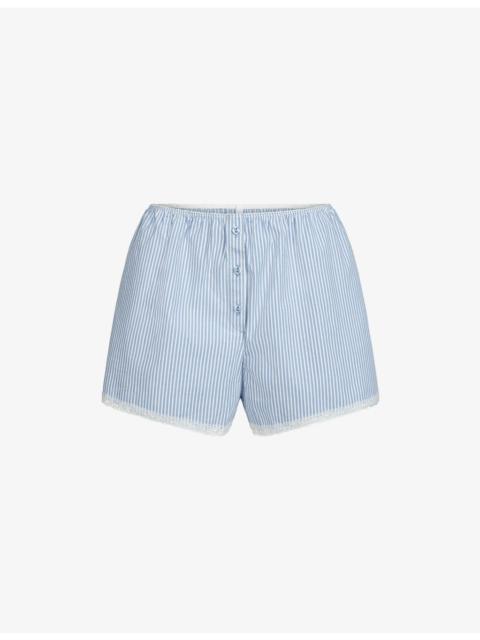 SKIMS Sleep Striped Cotton Shorts