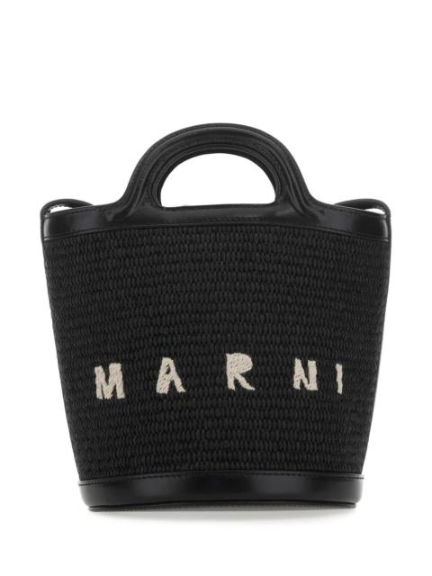 Marni Marni Women Black Leather And Raffia Tropicalia Bucket Bag