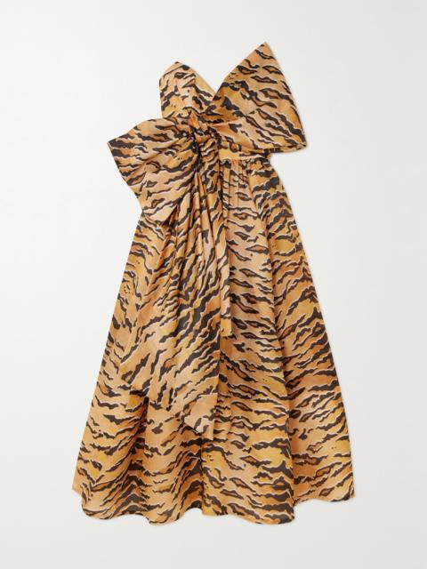 Zimmermann Matchmaker Bow-detailed Tiger-print Silk-faille Midi Dress